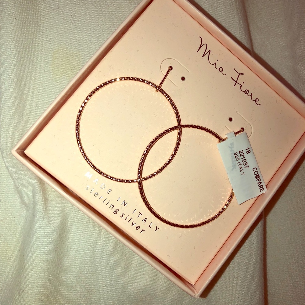 Sterling silver rose gold hoop earrings